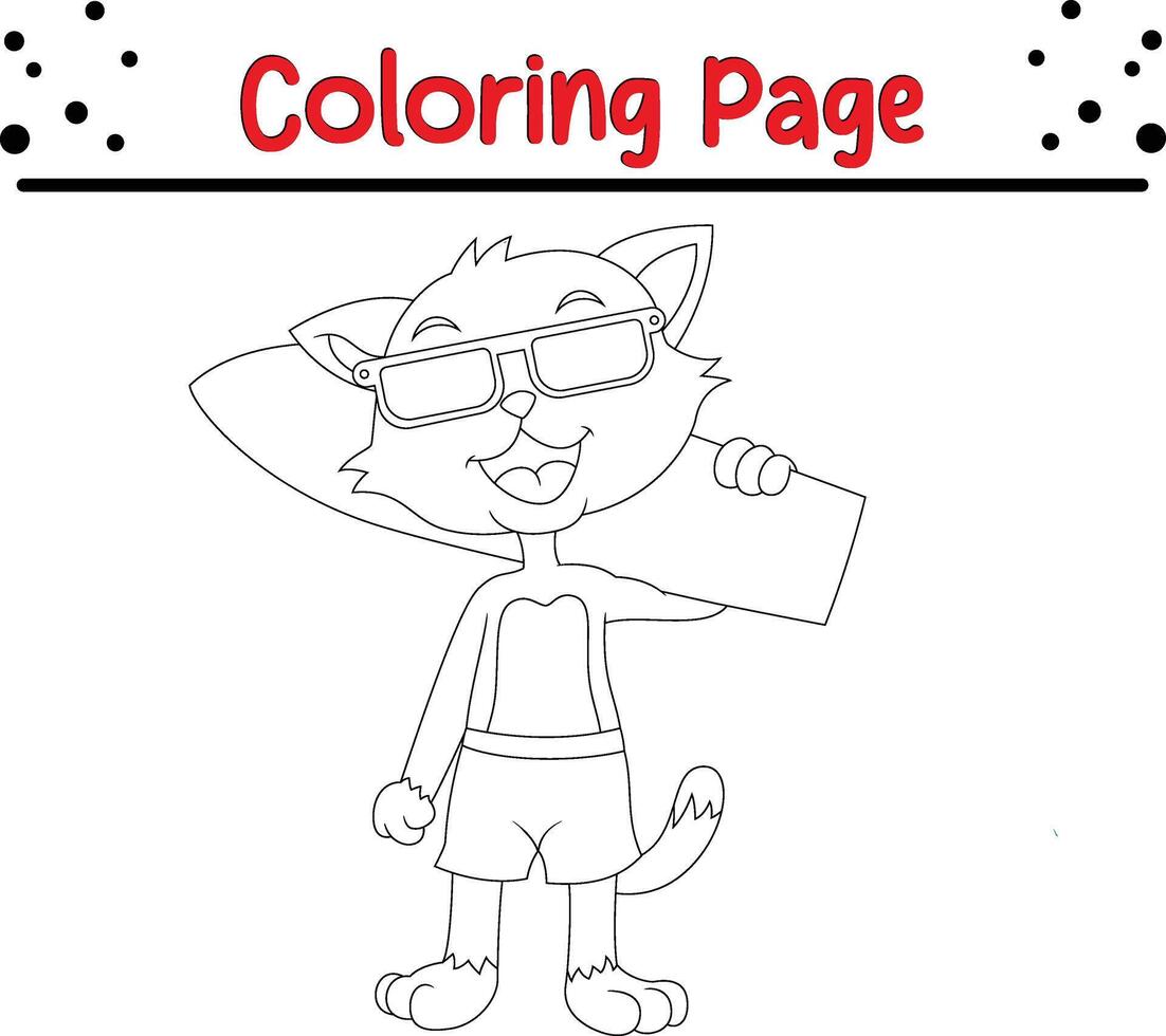 linda gato colorante libro página para niños vector