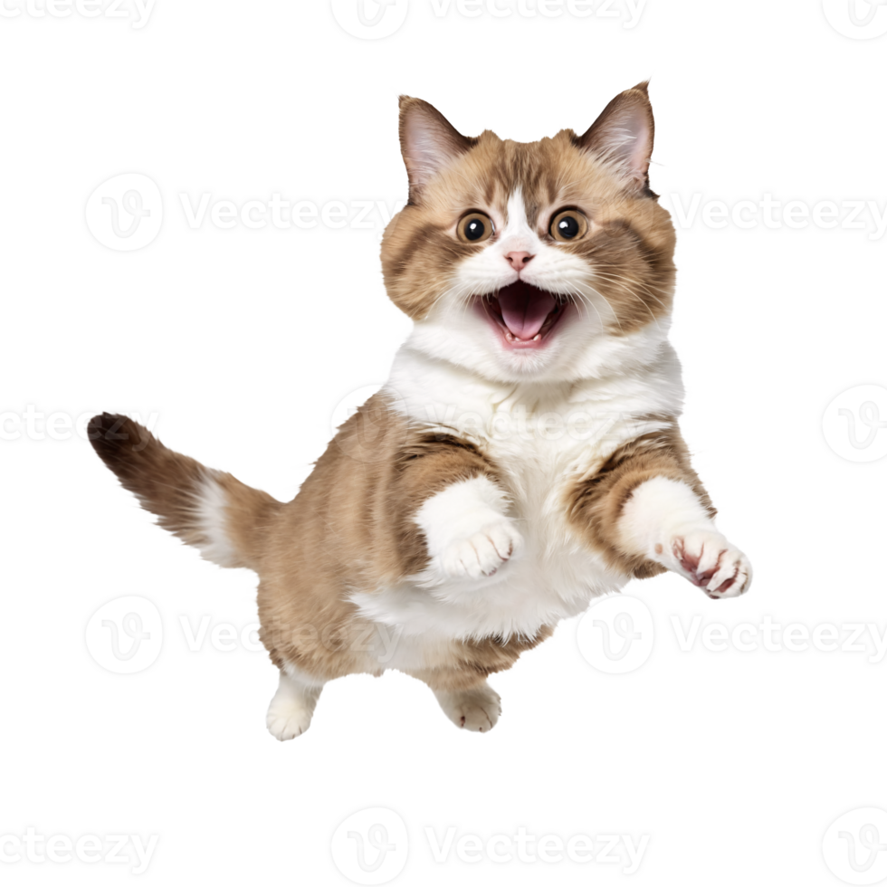 munchkin cat running and jumping isolated transparent photo png