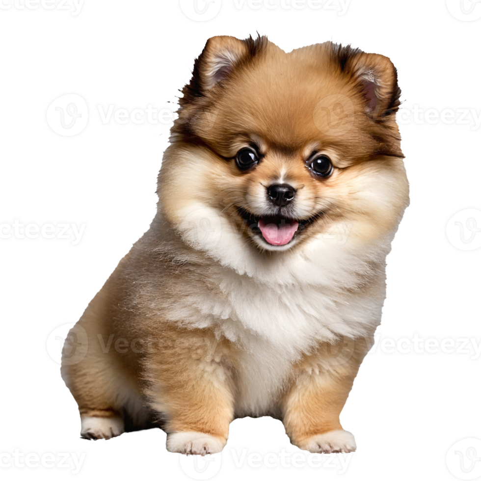 pomeranian dog puppy sitting isolated transparent png