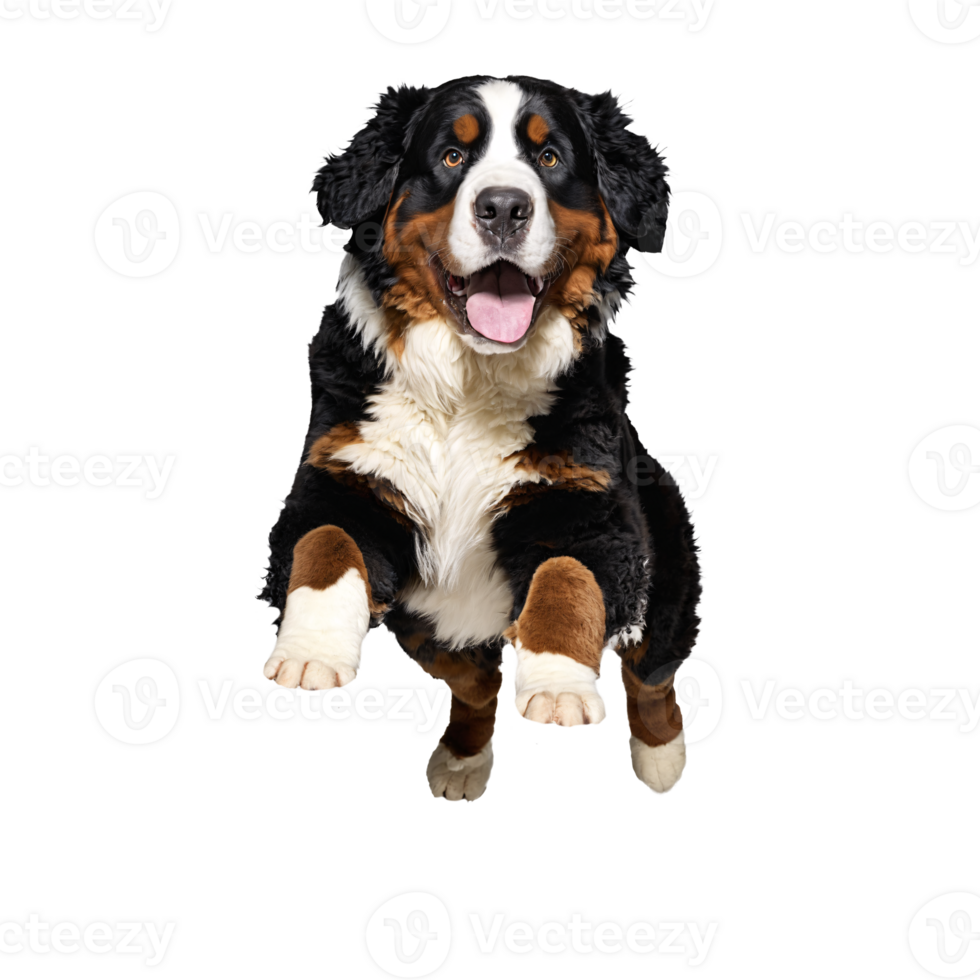 bernese dog jumping and running isolated transparent png