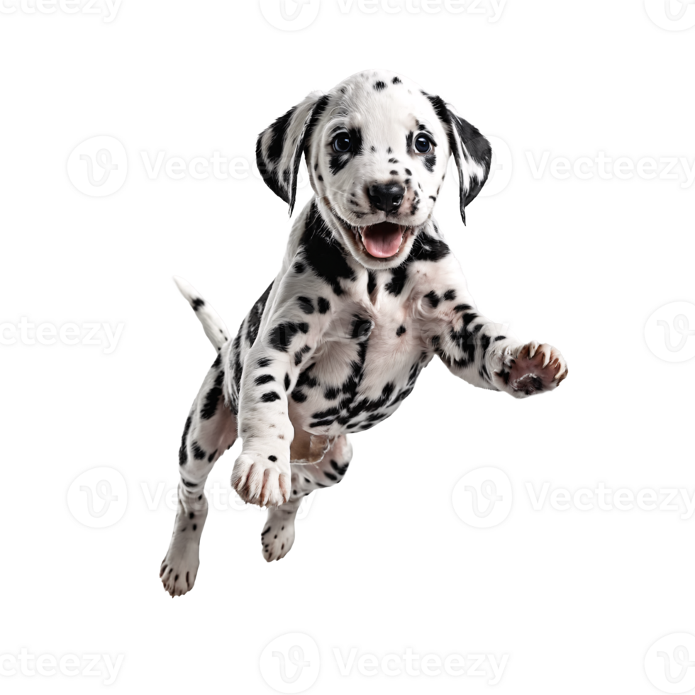 dalmatian dog puppy jumping and running isolated transparent png