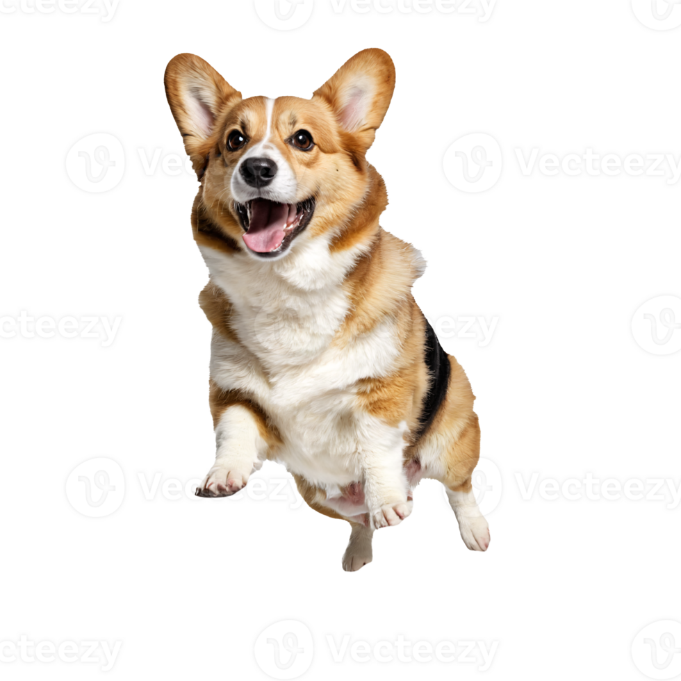 corgi hond jumping en rennen geïsoleerd transparant png