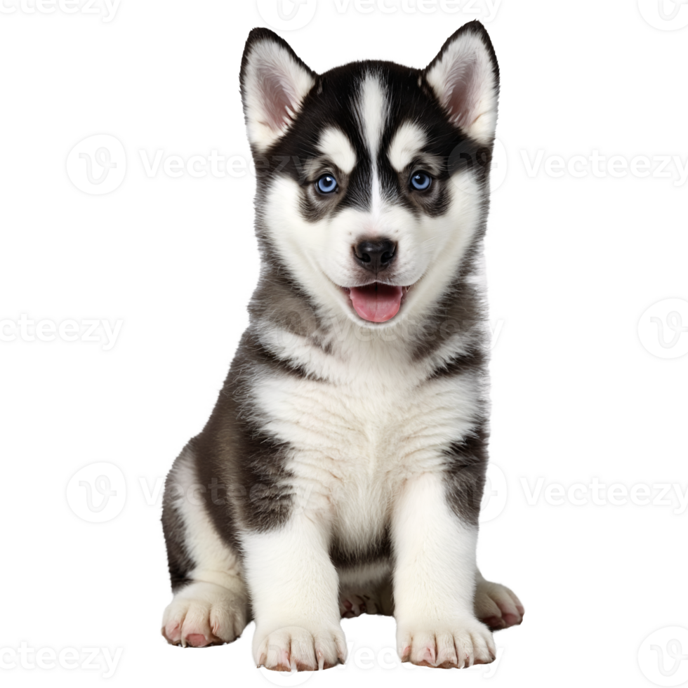 husky dog puppy sitting isolated transparent png