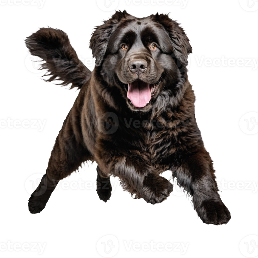 newfoundland dog jumping and running isolated transparent png