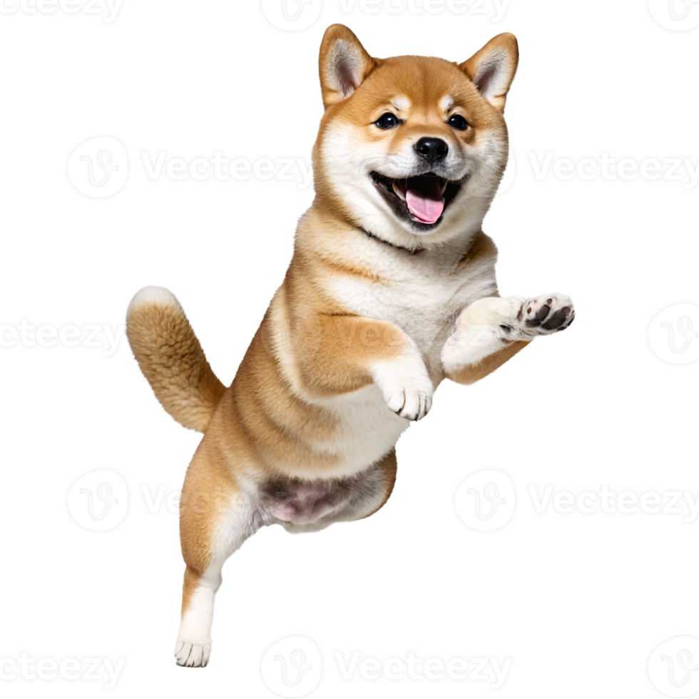 happy shiba inu dog puppy jumping and running isolated transparent png