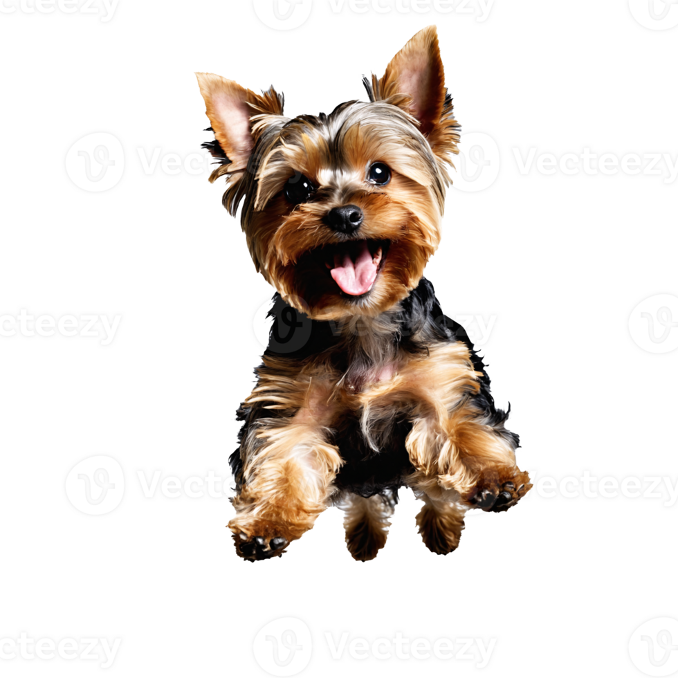 yorkshire terrier cachorro cachorro pulando e corrida isolado transparente png