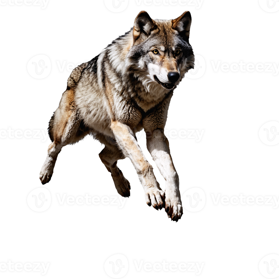 wolf jumping and running isolated transparent png