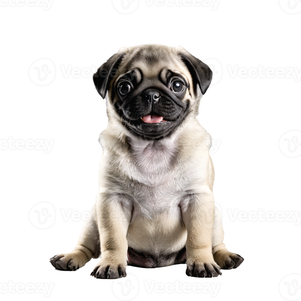 pug dog sitting isolated transparent png