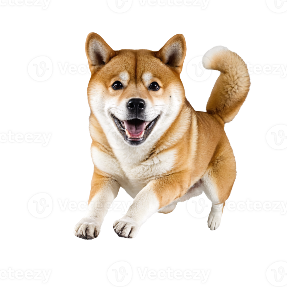 happy shiba inu dog jumping and running isolated transparent png