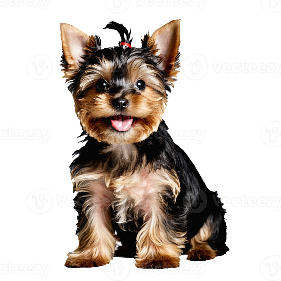 yorkshire terrier dog puppy sitting isolated transparent png