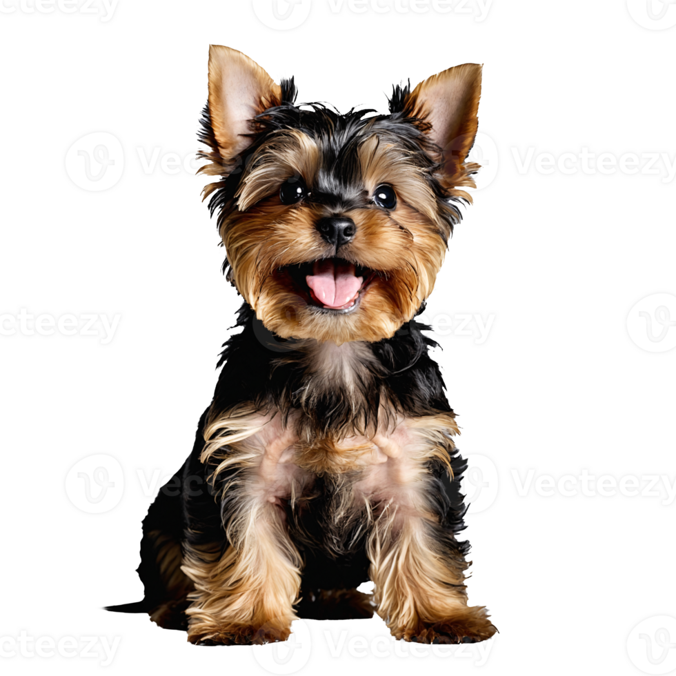 yorkshire terrier dog puppy sitting isolated transparent png