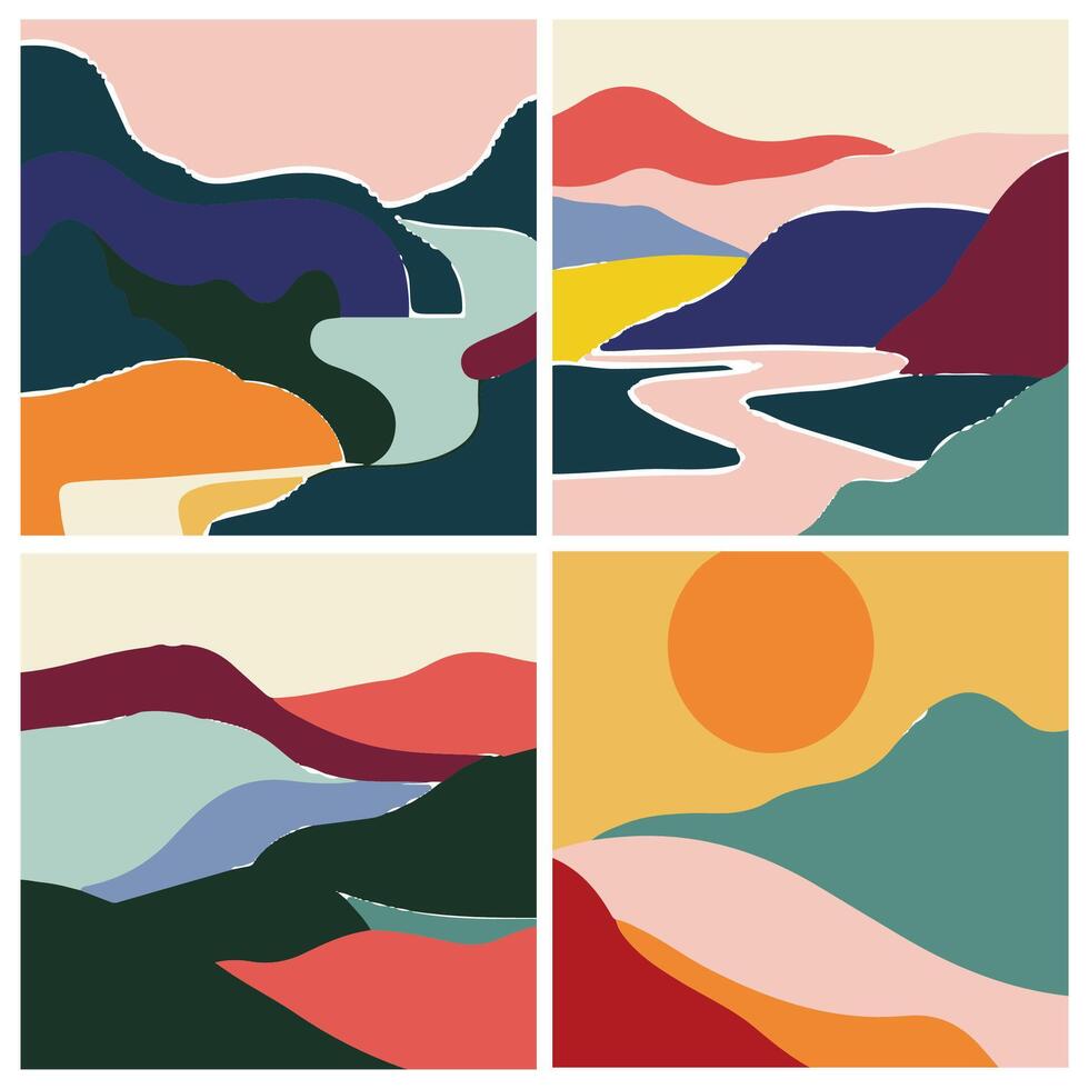 Abstract Landscape Color Blocks Series vector