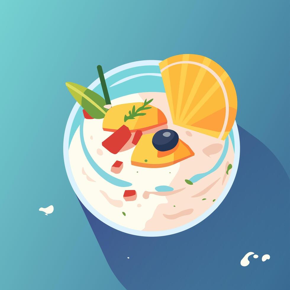 tropical Fruta ensalada cuenco obra de arte vector