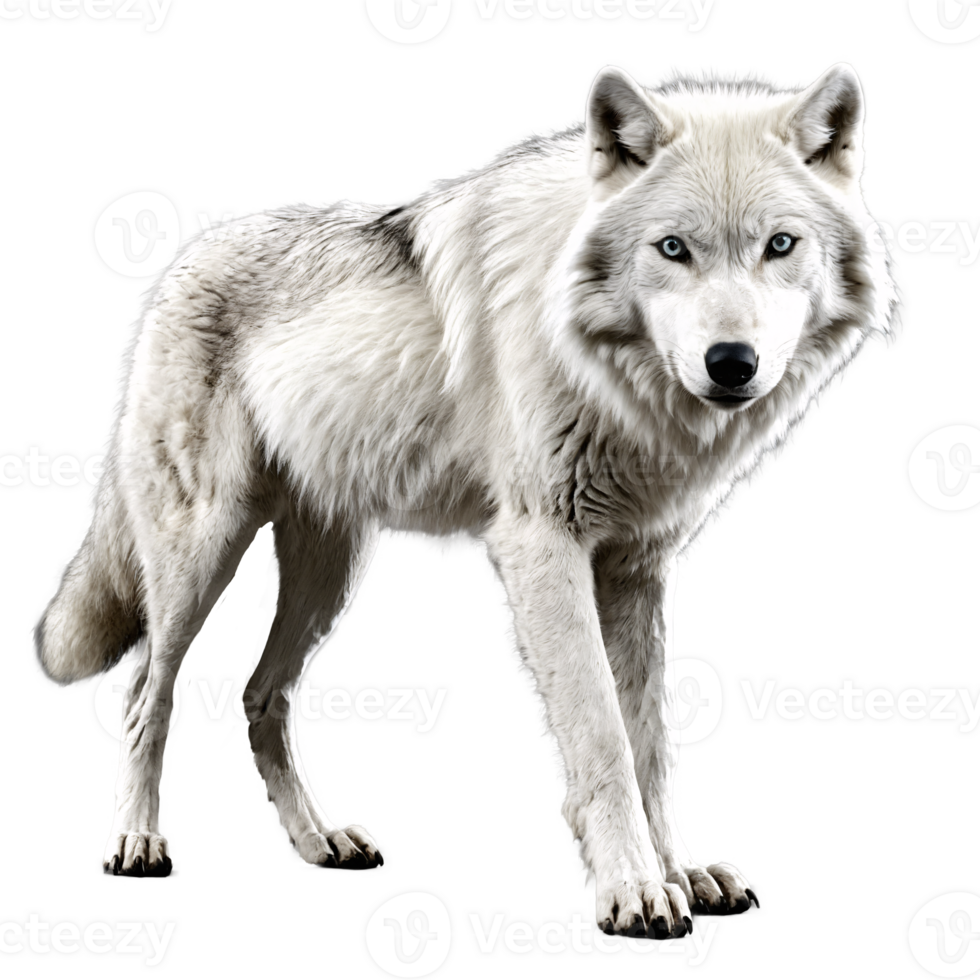 blanco lobo en pie aislado transparente png