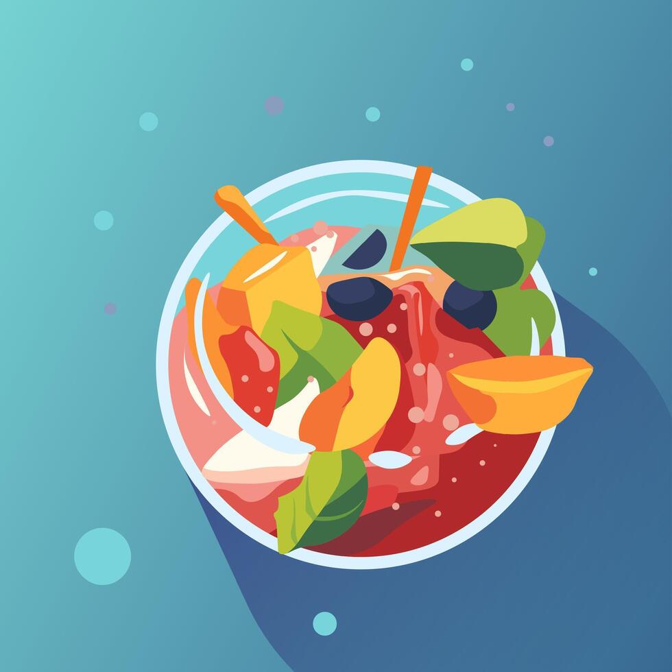 tropical Fruta ensalada cuenco obra de arte vector