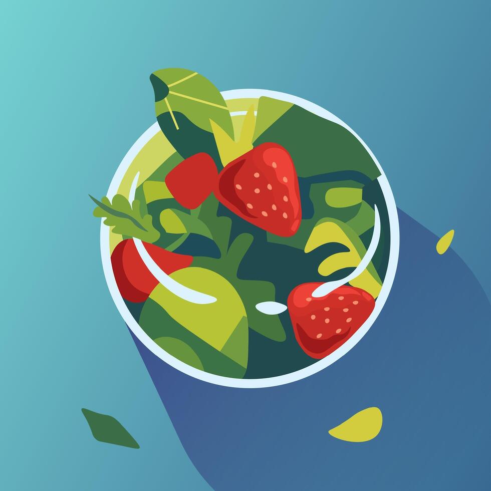 tropical Fruta ensalada cuenco obra de arte vector