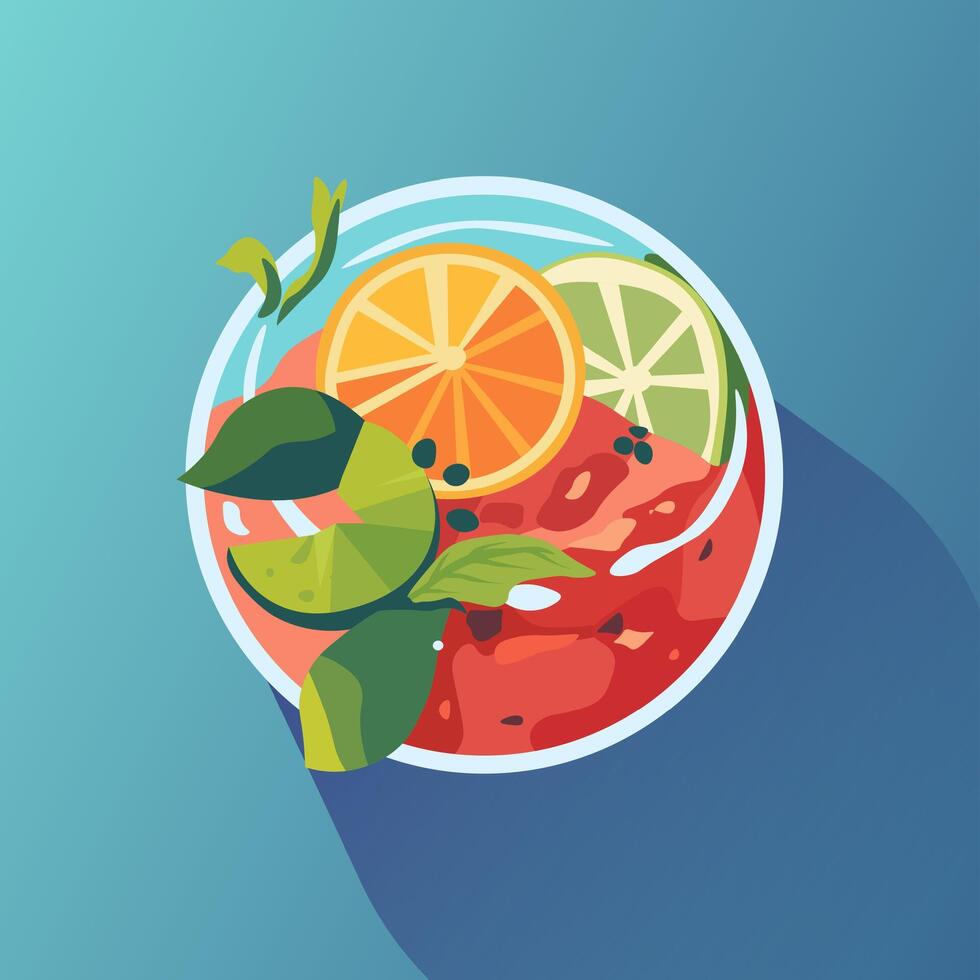 Citrus Fruit Salad Bowl vector