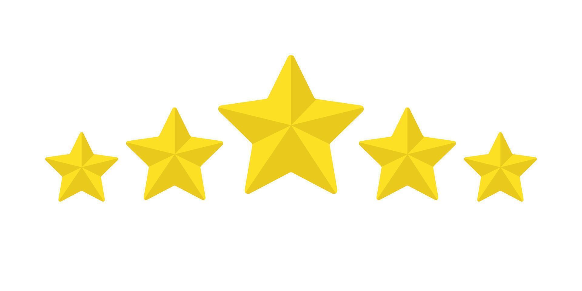 5 Star rating gold icon vector