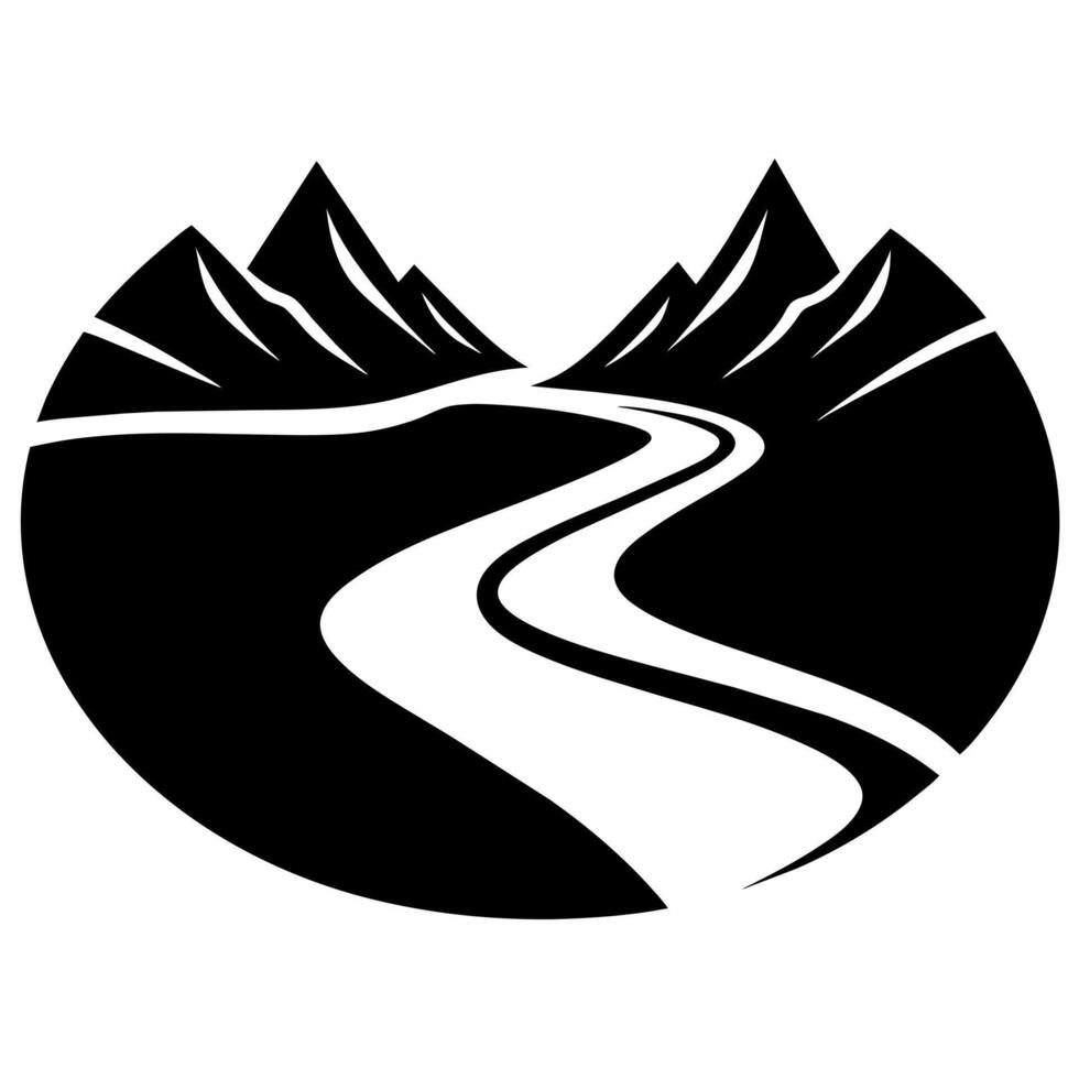 River with Mountain logo concept flat style illustration vector