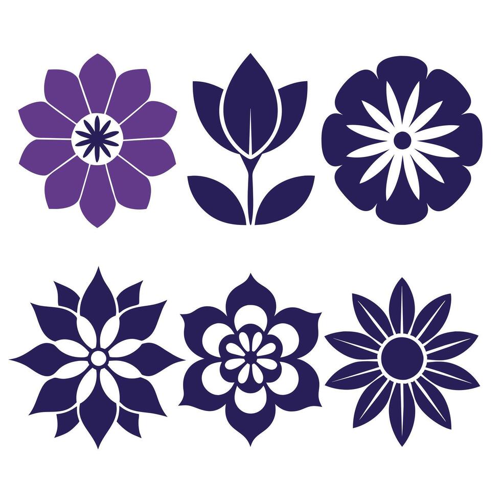 Flower design set flat illustration vector