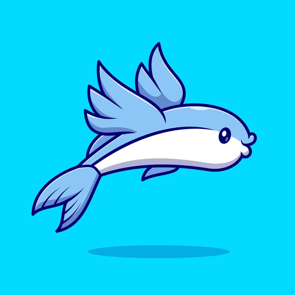 linda volador pescado nadando dibujos animados vector