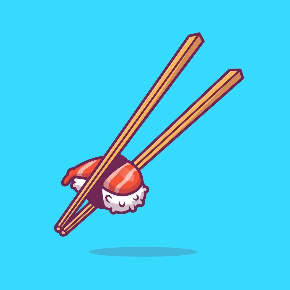 Sushi With Chopstick Cartoon vector