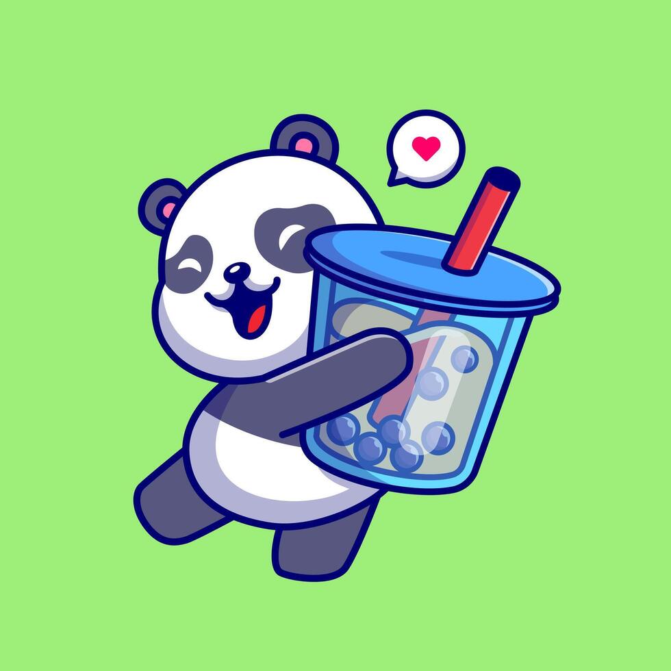 linda panda participación boba Leche té bebida dibujos animados vector