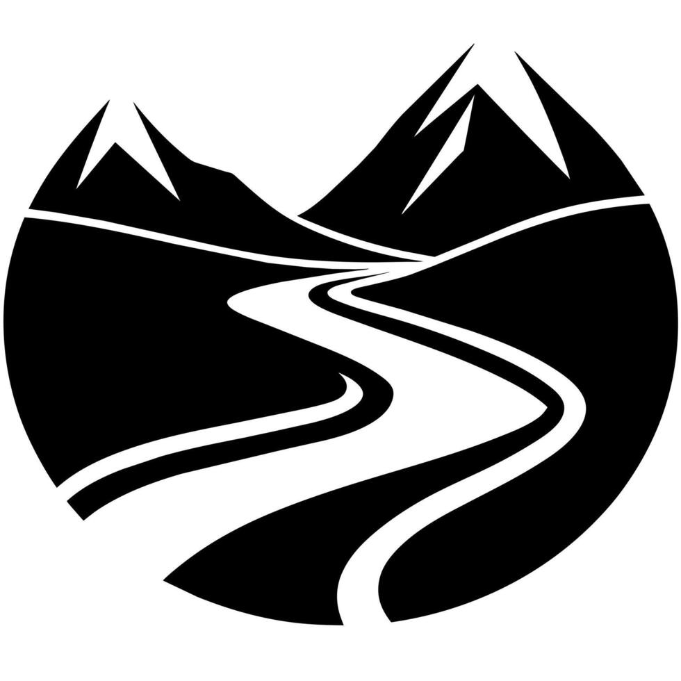 River with Mountain logo concept flat style illustration vector