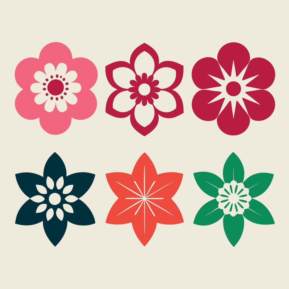 Flower design set flat illustration vector