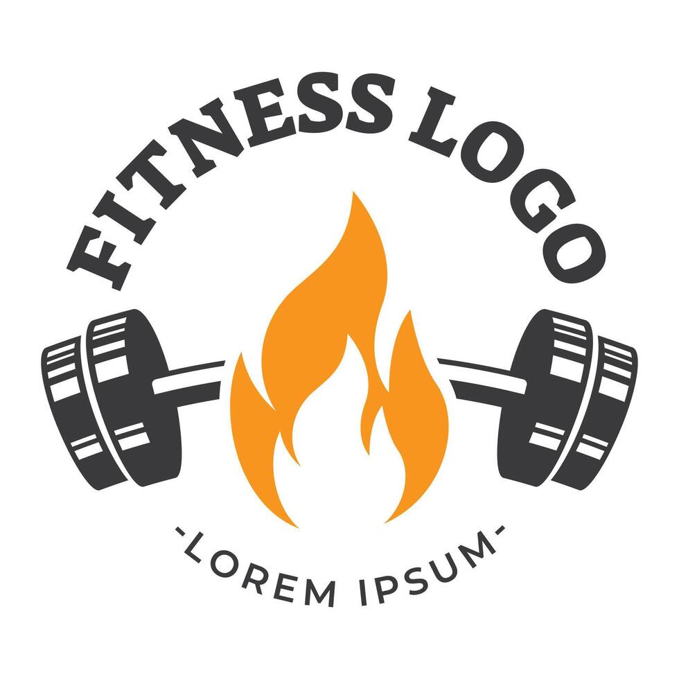 Gym fitness barbell logo icon illustration. vector