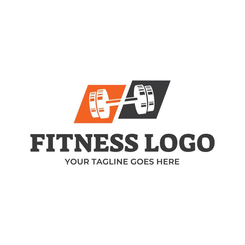 Gym fitness barbell logo icon illustration. vector