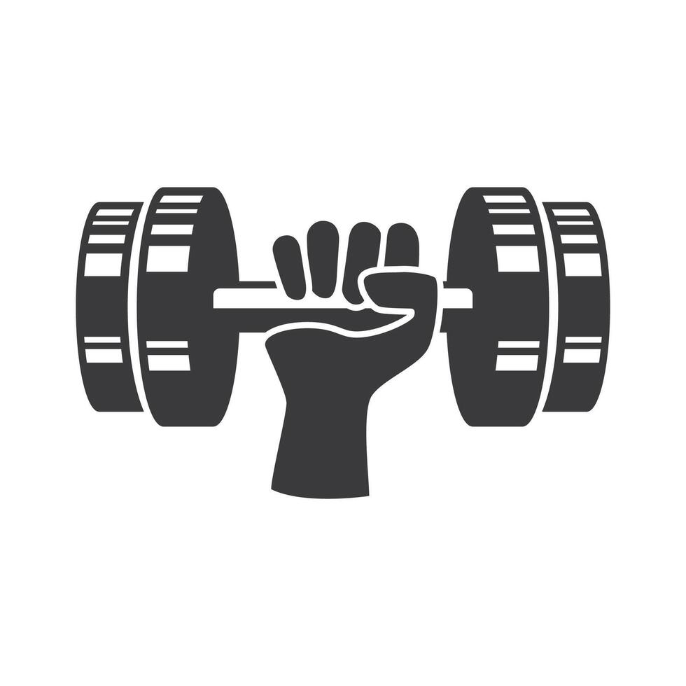 Gym fitness barbell logo icon illustration. vector