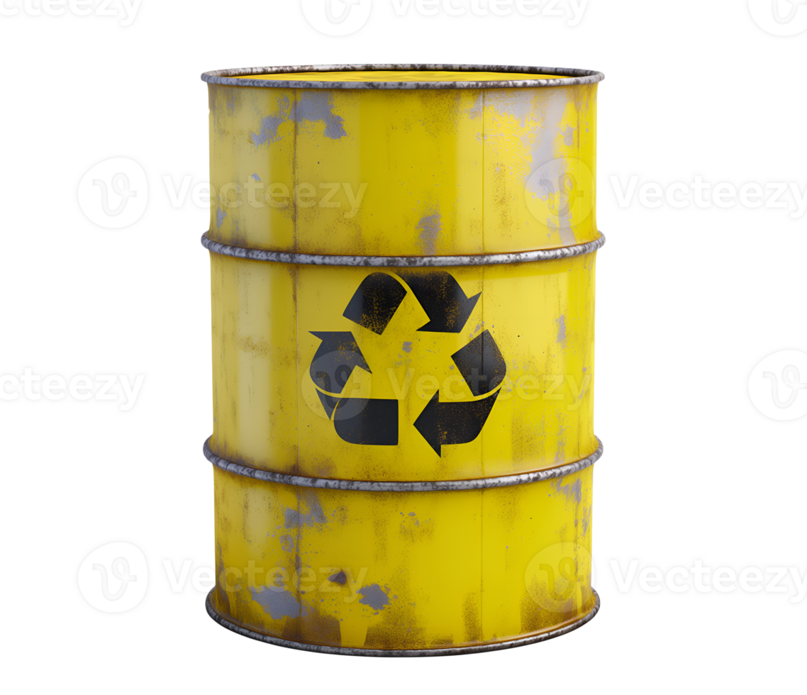 yellow radioactive waste barrel isolated png