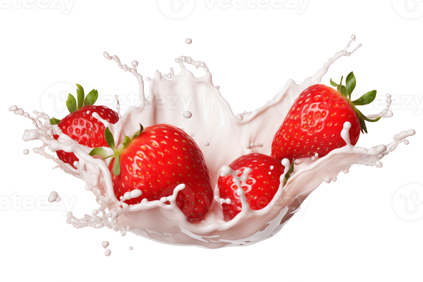 Lait éclaboussure avec des fraises isolé png