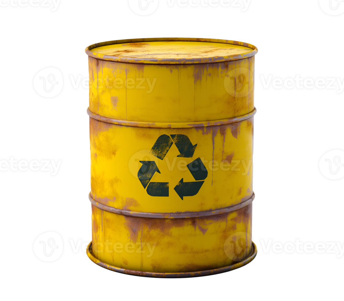 yellow radioactive waste barrel isolated png