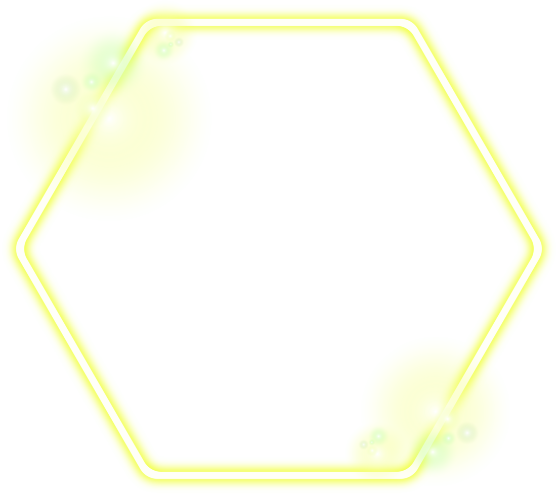 Neon hexagon borders light effect png