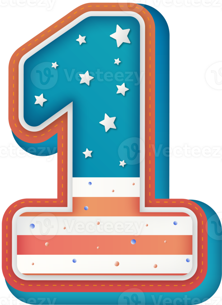 USA Alphabet Lettering Number 1 png