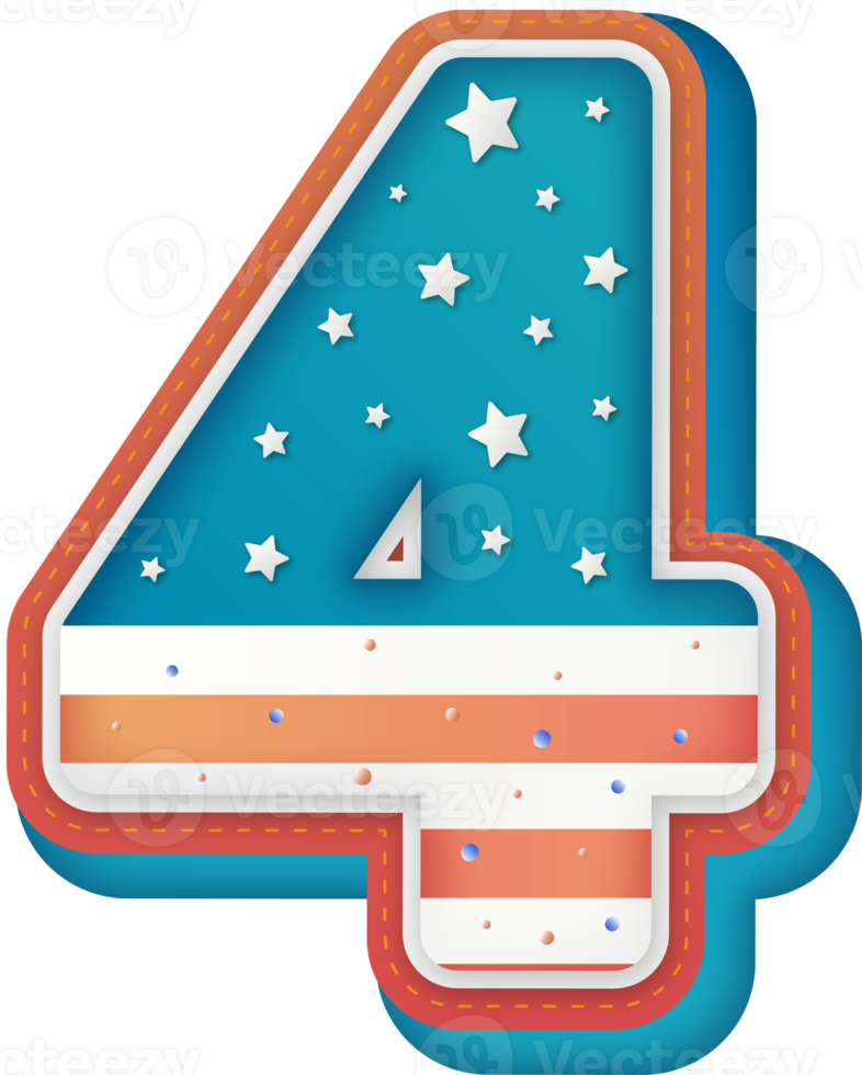 USA Alphabet Lettering Number 4 png