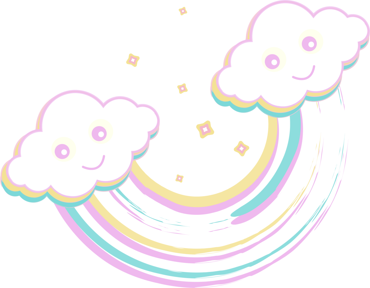 Cute kawaii rainbow clouds png