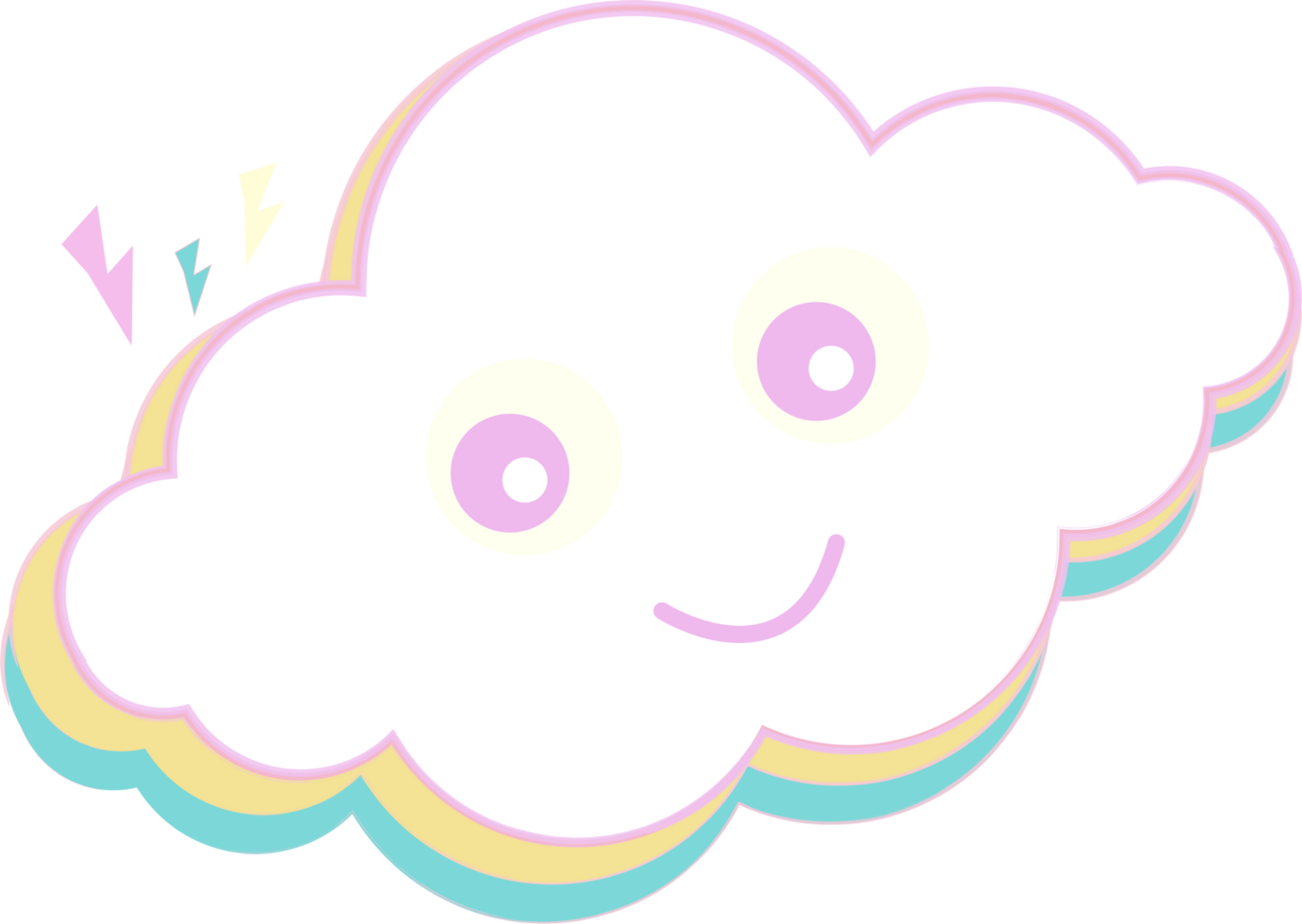 Cute kawaii rainbow clouds png