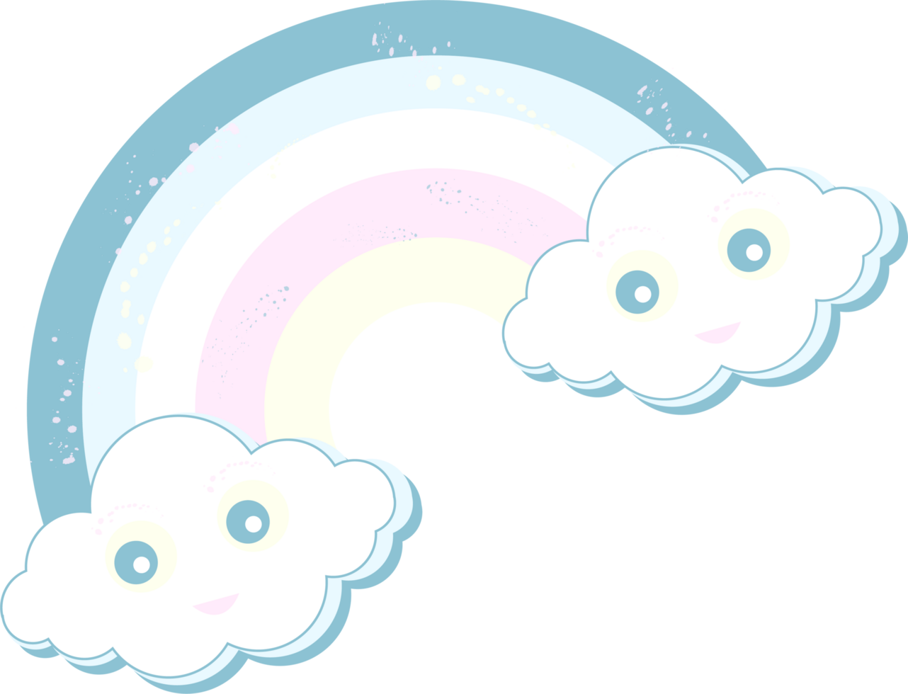 Cute kawaii rainbow clouds png