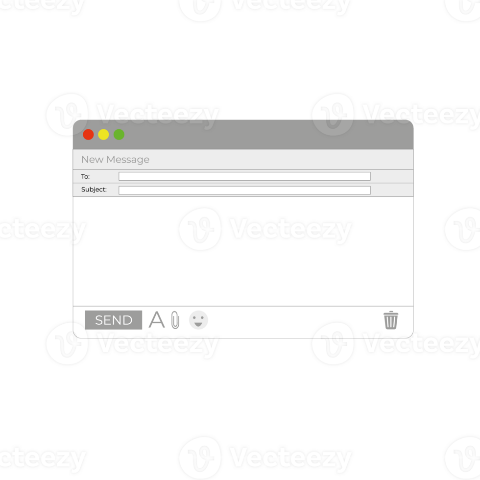 Email window. Interface mail blank message internet window website panel screen computer software web browser box png