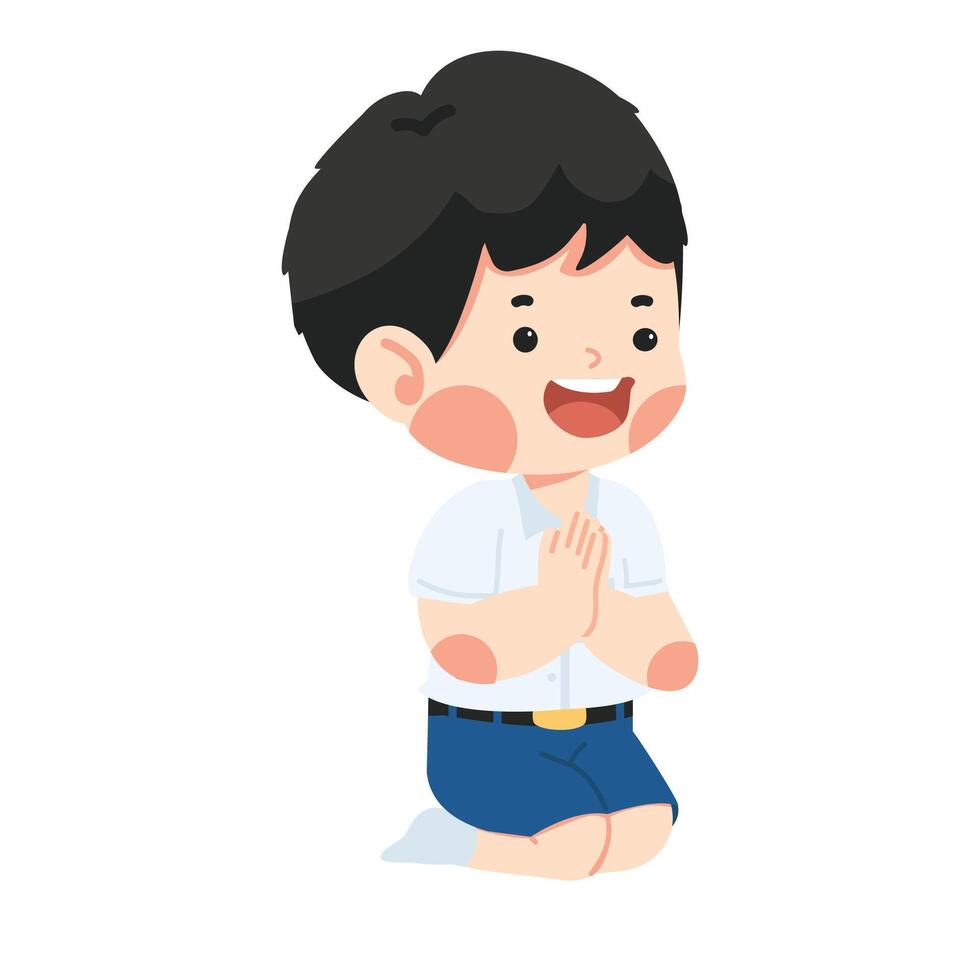 student boy Praying Sitting on the Floor vector