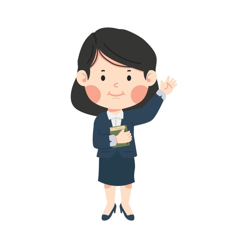 woman teacher Holding a Book vector