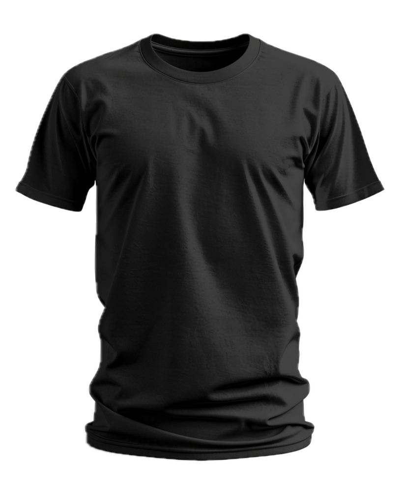 elegant zwart bemanning nek t-shirt. png