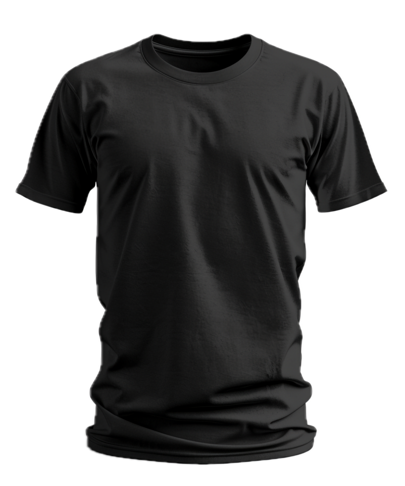 Elegant Black Crew Neck T-Shirt. png