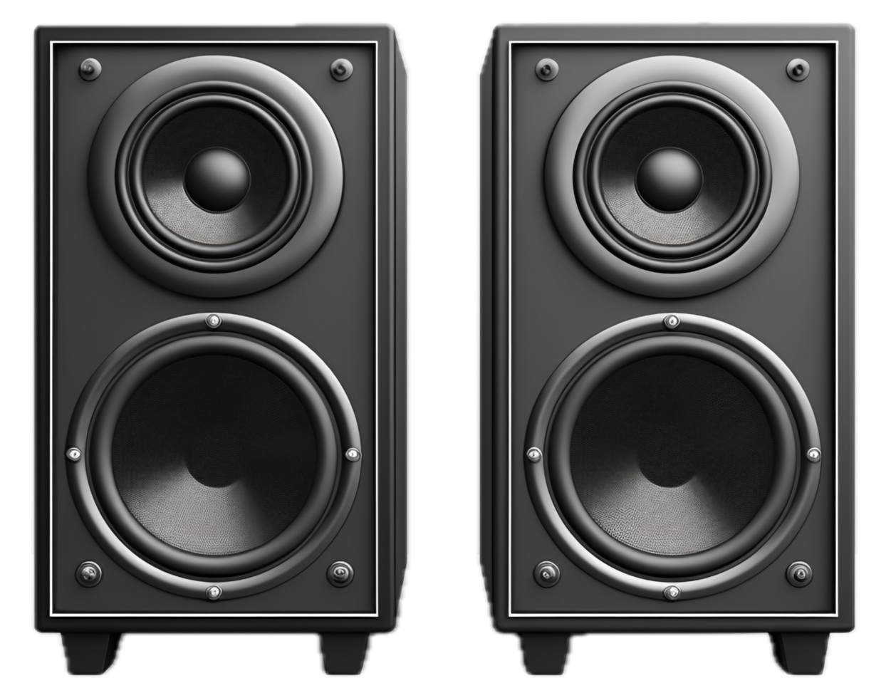 Black High-Fidelity Floorstanding Speakers. png