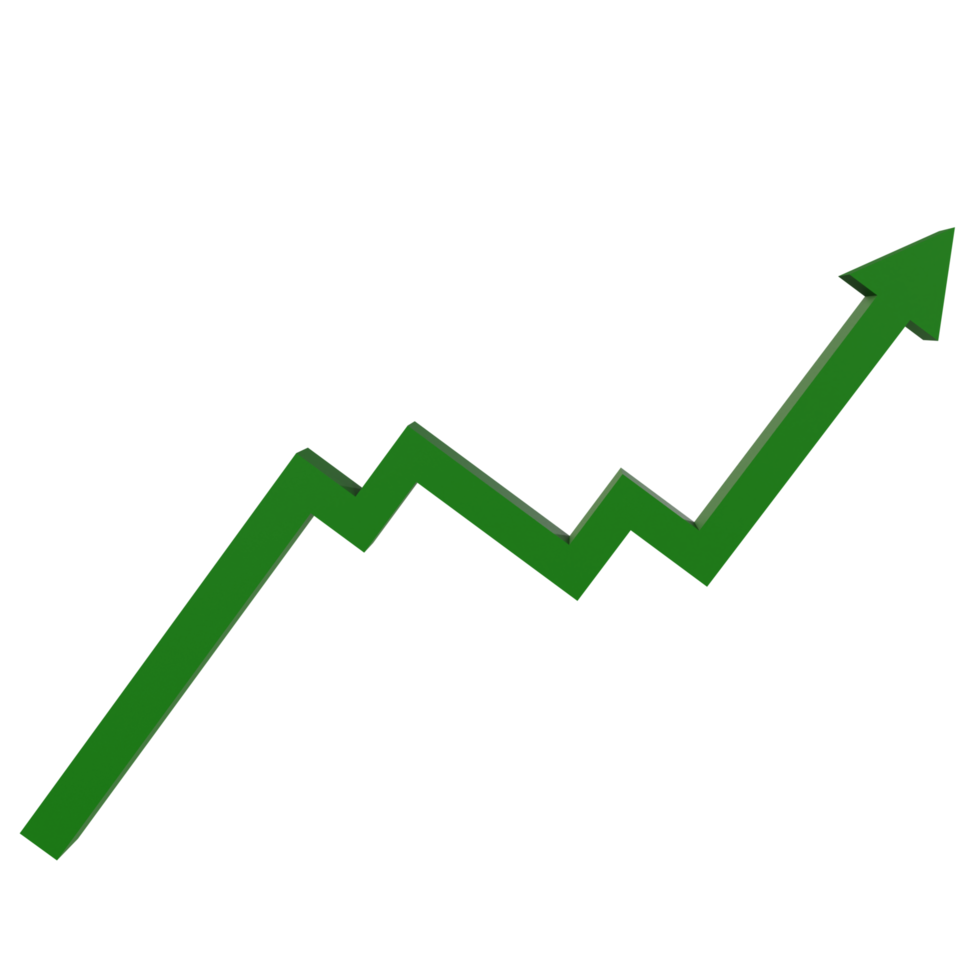 3d machen Grün nach oben Pfeil Symbol. profitieren Pfeil Illustration Konzept, Geschäft, wachsend Graph. wirtschaftlich Pfeile mit wachsend Tendenzen. png