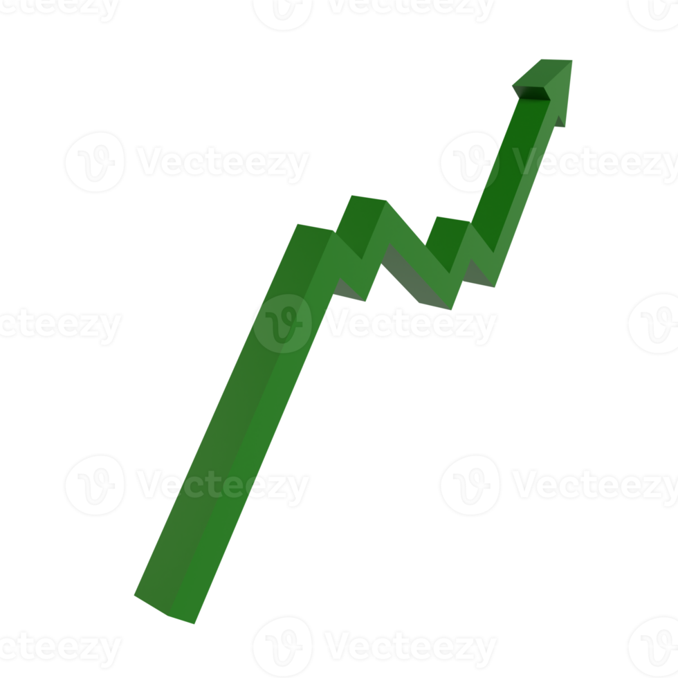 3d rendre vert ascendant La Flèche icône. profit La Flèche illustration concept, entreprise, croissance graphique. économique flèches avec croissance les tendances. png