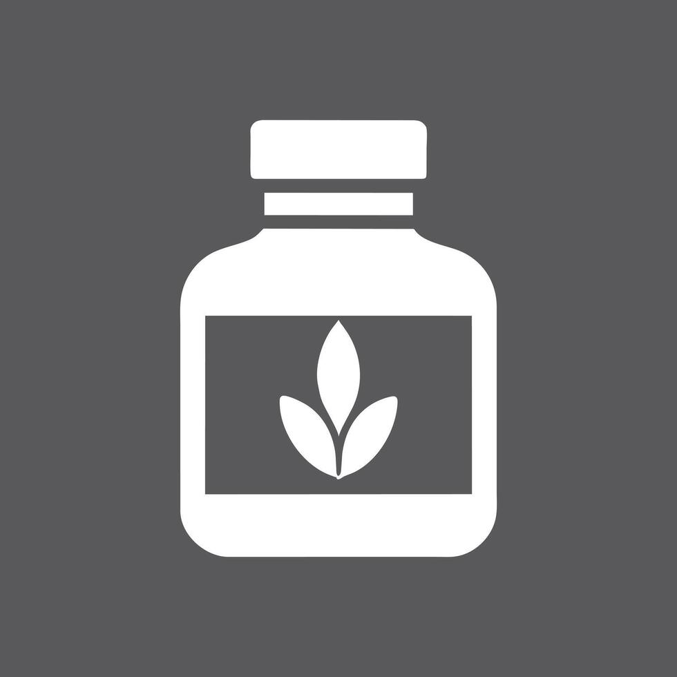 a bottle of medicine with a leaf icon vector